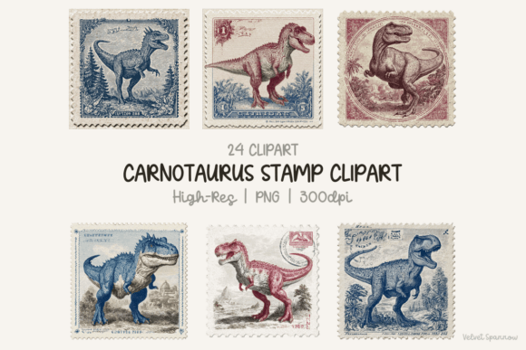 Carnotaurus Stamp Clipart for Creative Projects
