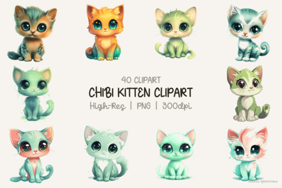 Chibi-Kitten-Clipart: Versatile Digital Assets