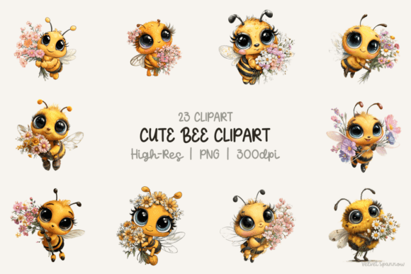 Cute Bee Clipart: Versatile Digital Assets