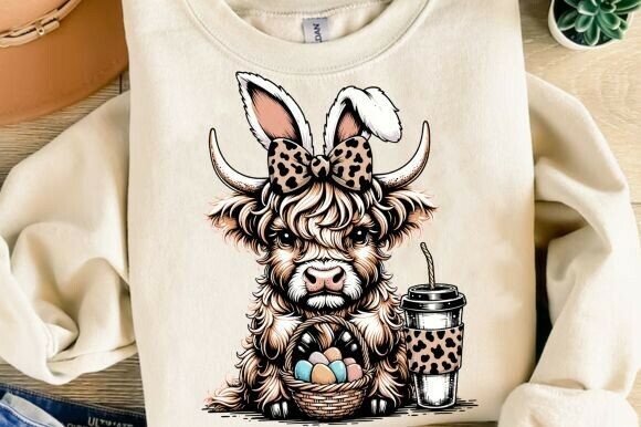 Easter Highland Cow & Coquette PNG Bundle