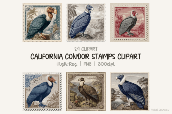 Enhance Your Creative Projects with California Condor Stamps Clipart