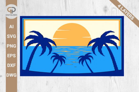 Mastering Digital Design with Summer Beach Sunset SVG Palm Trees SVG Assets