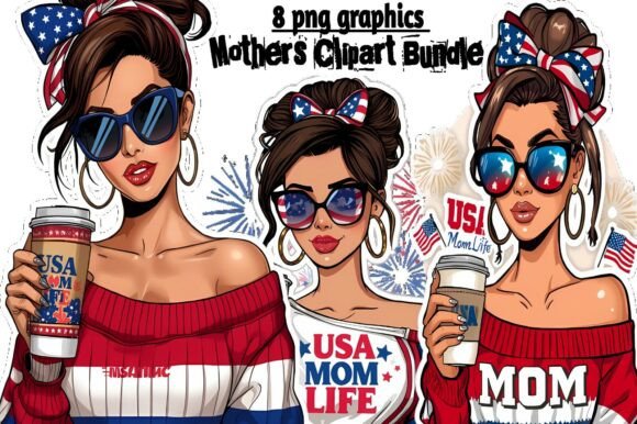 USA Mom Life Mother's Day Clipart PNG